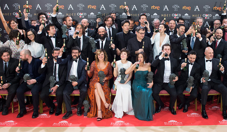 Algunos de los premiados durante la gala de los Premios Goya.